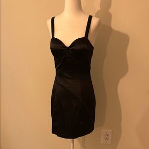 Elegant Black Satin Mini Dress